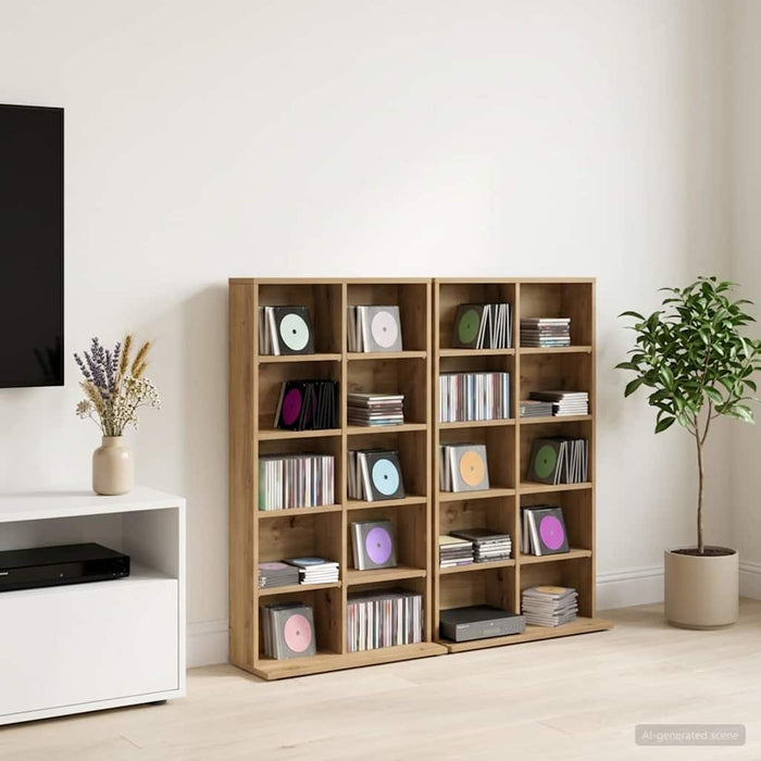 Dulap pentru CD-uri 2 buc. Stejar Artizanal 65 x 23,5 x 97,5 cm WALTI