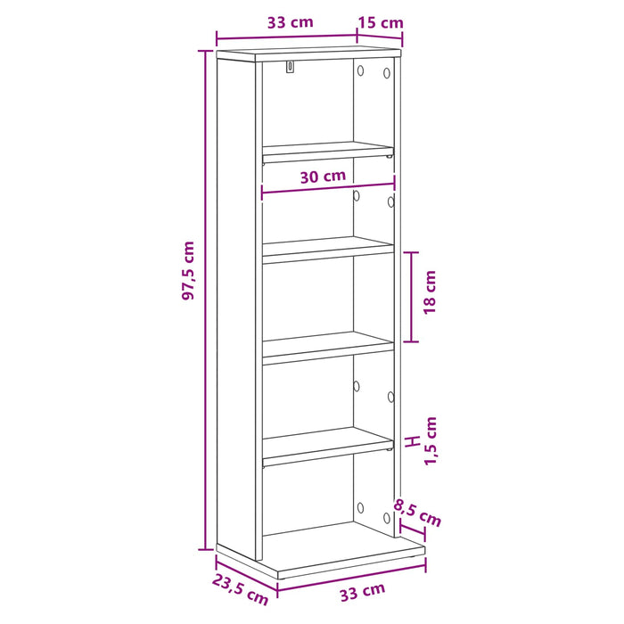 Dulap pentru CD-uri Alb 33 x 23,5 x 97,5 cm Lemn prelucrat WALTI