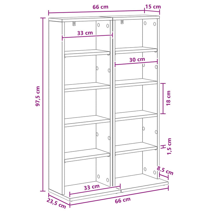 Dulap pentru CD-uri 2 buc. Alb 33 x 23,5 x 97,5 cm WALTI