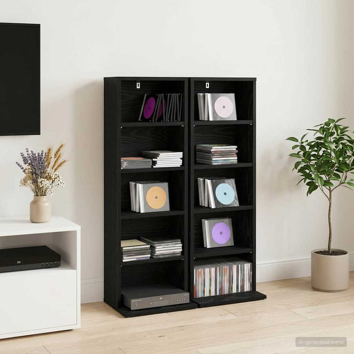 Dulap pentru CD-uri 2 buc. Stejar Negru 33 x 23,5 x 97,5 cm - WALTI WALTI