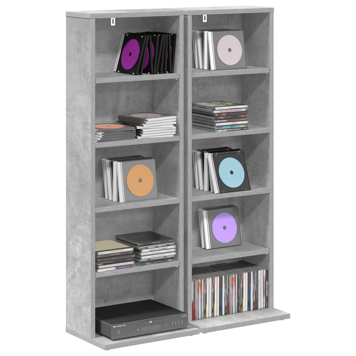 Dulap pentru CD-uri 2 buc. Gri Beton 33 x 23,5 x 97,5 cm - WALTI WALTI