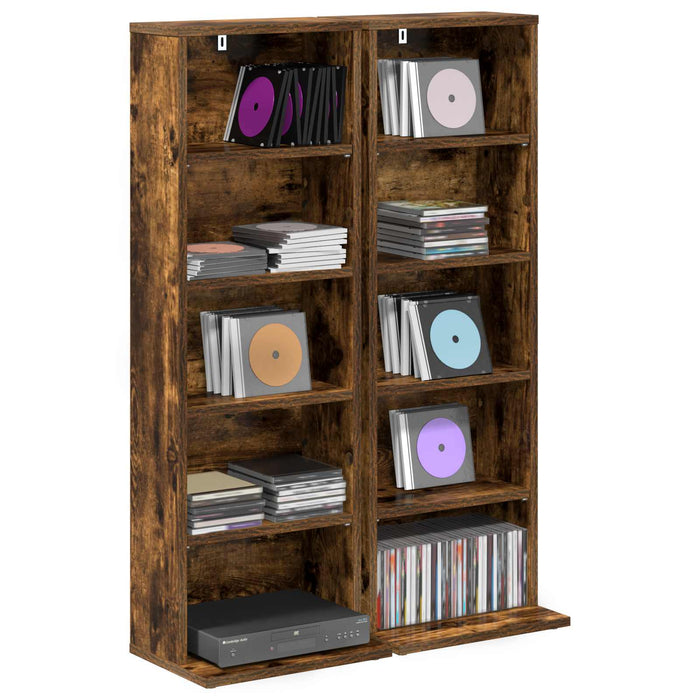Dulap pentru CD-uri 2 buc. Stejar fumuriu 33 x 23,5 x 97,5 cm - WALTI WALTI