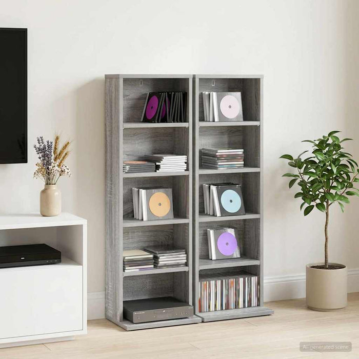 Dulap pentru CD-uri 2 buc. Sonoma gri 33 x 23,5 x 97,5 cm - WALTI WALTI