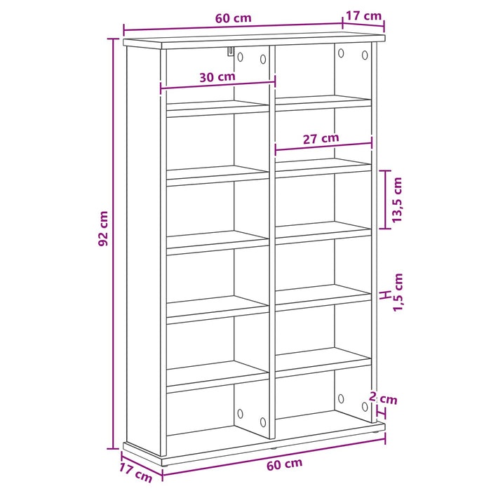 Dulap pentru CD-uri Alb 60 x 17 x 92 cm Lemn prelucrat - WALTI WALTI