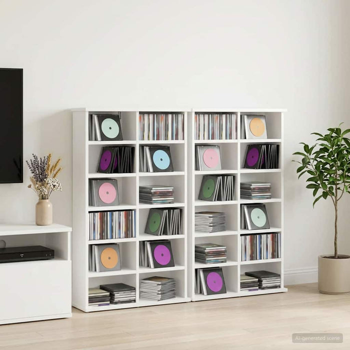 Dulap pentru CD-uri 2 buc. Alb 60 x 17 x 92 cm Lemn prelucrat - WALTI WALTI