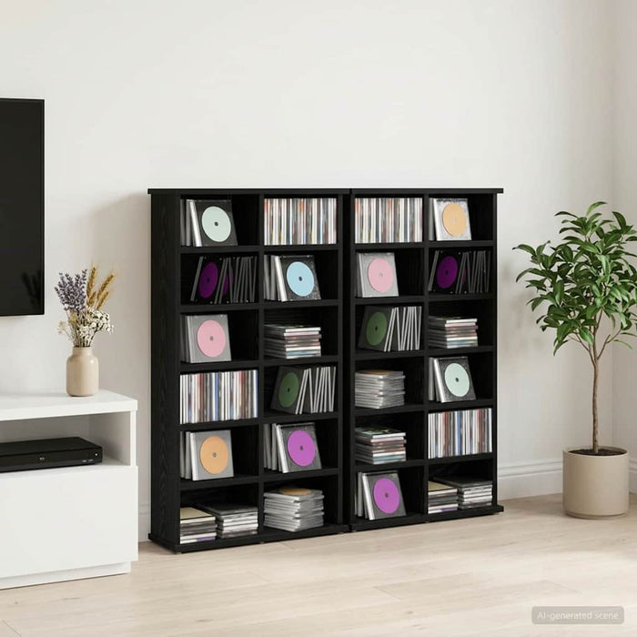 Dulap pentru CD-uri 2 buc. Stejar Negru 60 x 17 x 92 cm - WALTI WALTI