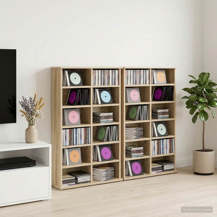 Dulap pentru CD-uri 2 buc. Stejar Sonoma 60 x 17 x 92 cm - WALTI WALTI