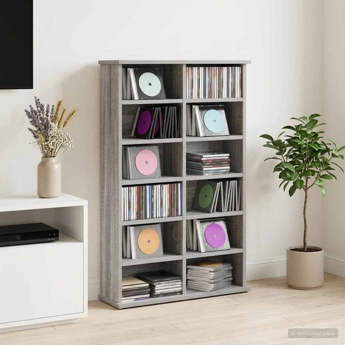 Dulap pentru CD-uri Sonoma gri 60 x 17 x 92 cm Lemn prelucrat - WALTI WALTI