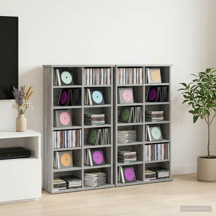 Dulap pentru CD-uri 2 buc. Sonoma gri 60 x 17 x 92 cm - WALTI WALTI