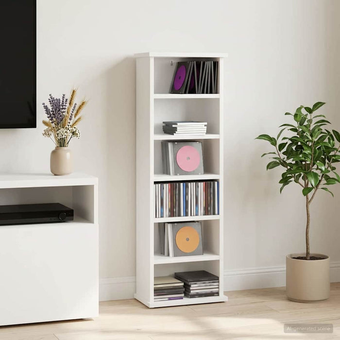 Dulap pentru CD-uri Alb 60 x 17 x 92 cm Lemn prelucrat WALTI