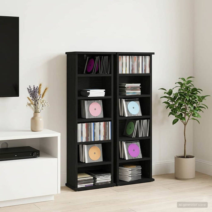 Dulap pentru CD-uri 2 buc. Stejar Negru 60 x 17 x 92 cm WALTI