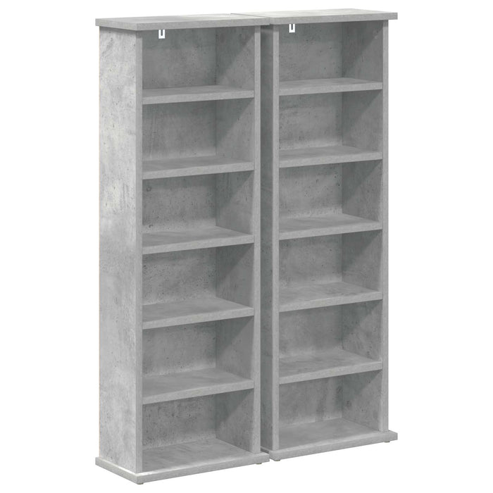 Dulap pentru CD-uri 2 buc. Gri Beton 60 x 17 x 92 cm WALTI