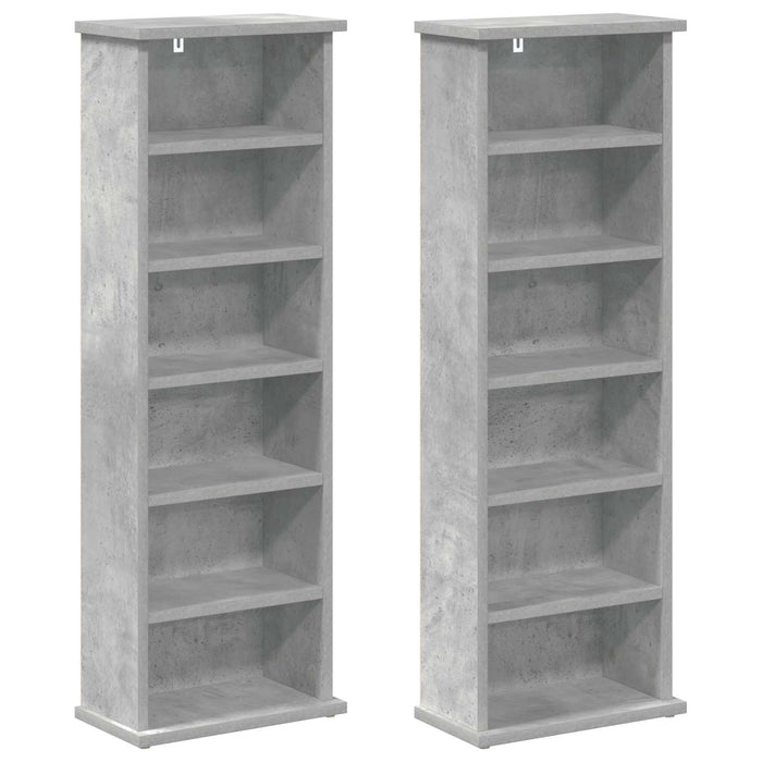 Dulap pentru CD-uri 2 buc. Gri Beton 60 x 17 x 92 cm WALTI
