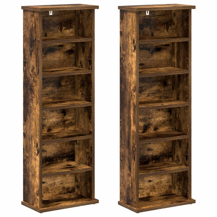 Dulap pentru CD-uri 2 buc. Stejar fumuriu 60 x 17 x 92 cm WALTI