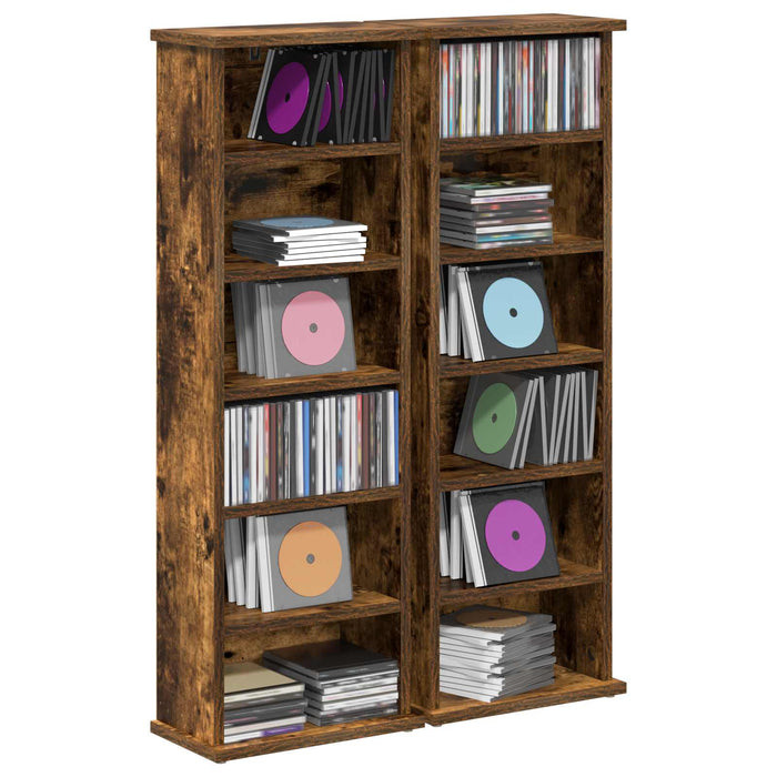Dulap pentru CD-uri 2 buc. Stejar fumuriu 60 x 17 x 92 cm WALTI