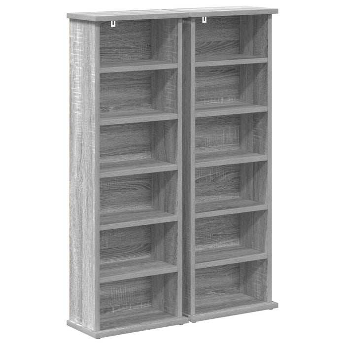 Dulap pentru CD-uri 2 buc. Sonoma gri 60 x 17 x 92 cm WALTI