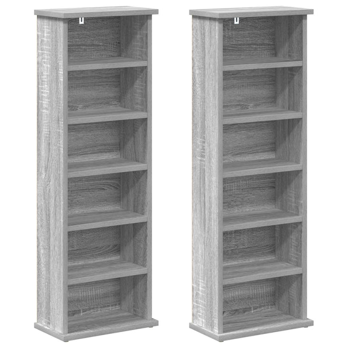 Dulap pentru CD-uri 2 buc. Sonoma gri 60 x 17 x 92 cm WALTI