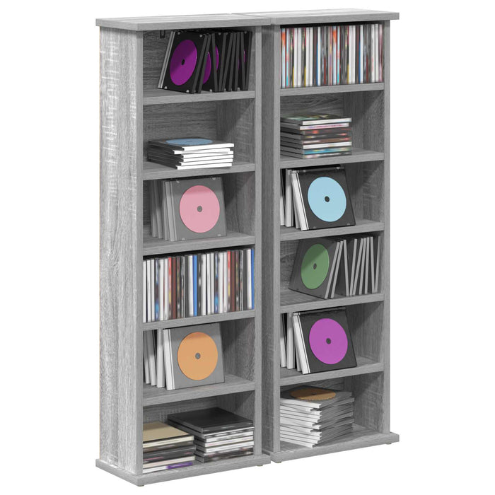 Dulap pentru CD-uri 2 buc. Sonoma gri 60 x 17 x 92 cm WALTI