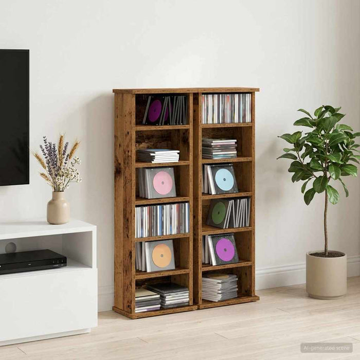 Dulap pentru CD-uri 2 buc. Lemn vechi 60 x 17 x 92 cm WALTI