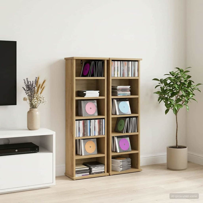 Dulap pentru CD-uri 2 buc. Stejar Artizanal 60 x 17 x 92 cm WALTI