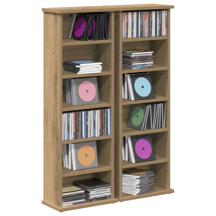 Dulap pentru CD-uri 2 buc. Stejar Artizanal 60 x 17 x 92 cm WALTI