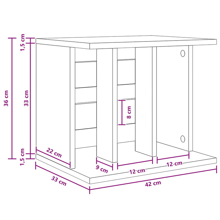 Depozitare Vinil Stejar Negru 42 x 33 x 36 cm Lemn prelucrat WALTI