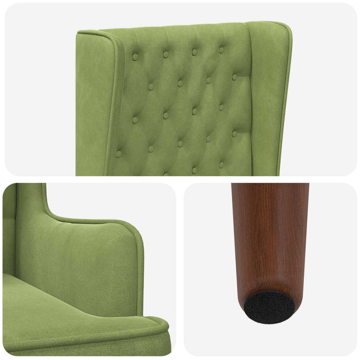 Scaun cu spătar înalt și butoane Verde deschis Catifea WALTI