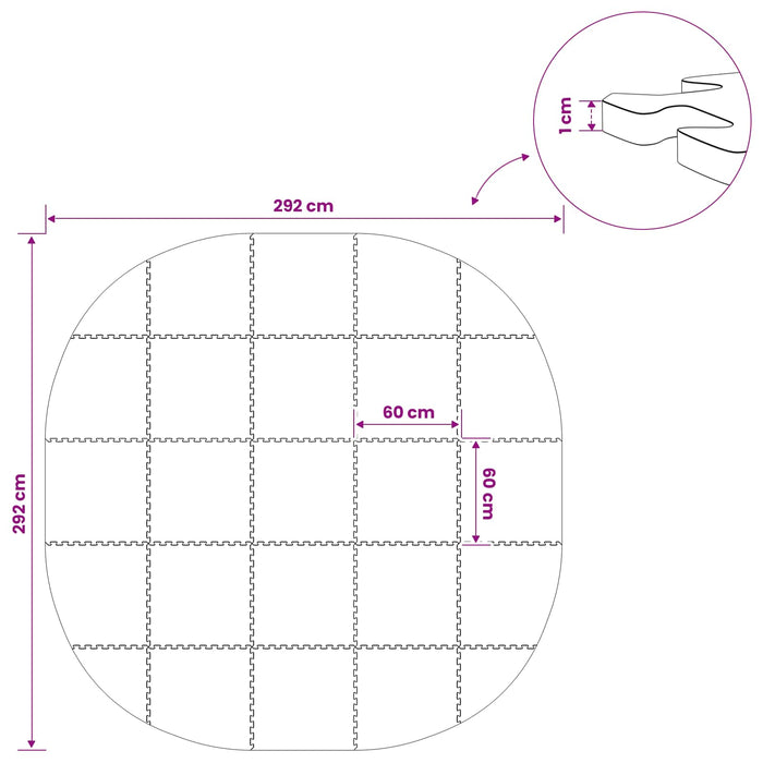 Covor de bazin pentru piscină 25 buc. Ø 292 cm Rotund Spumă EVA - WALTI WALTI