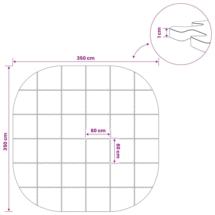 Covor de bazin pentru piscină 36 buc. Ø 350 cm Rotund Spumă EVA - WALTI WALTI