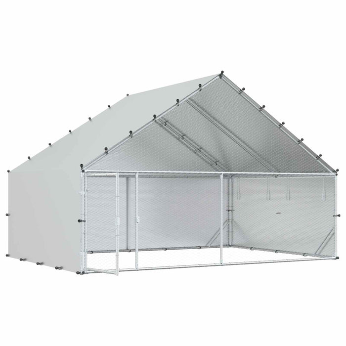 Cot pentru pui cu acoperiș Argintiu 300 x 200 x 190 cm WALTI