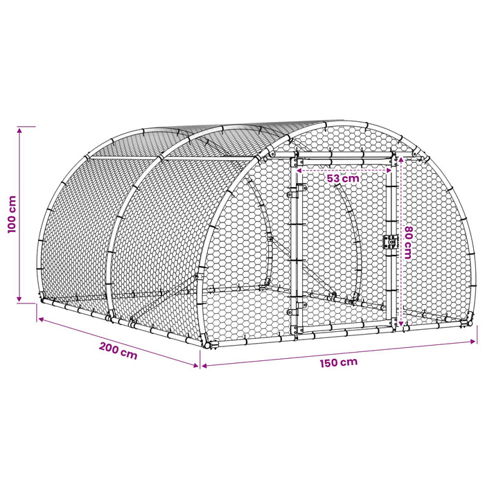 Căsuță pentru pui Argintiu 200 x 150 x 100 cm Oțel Galvanizat WALTI