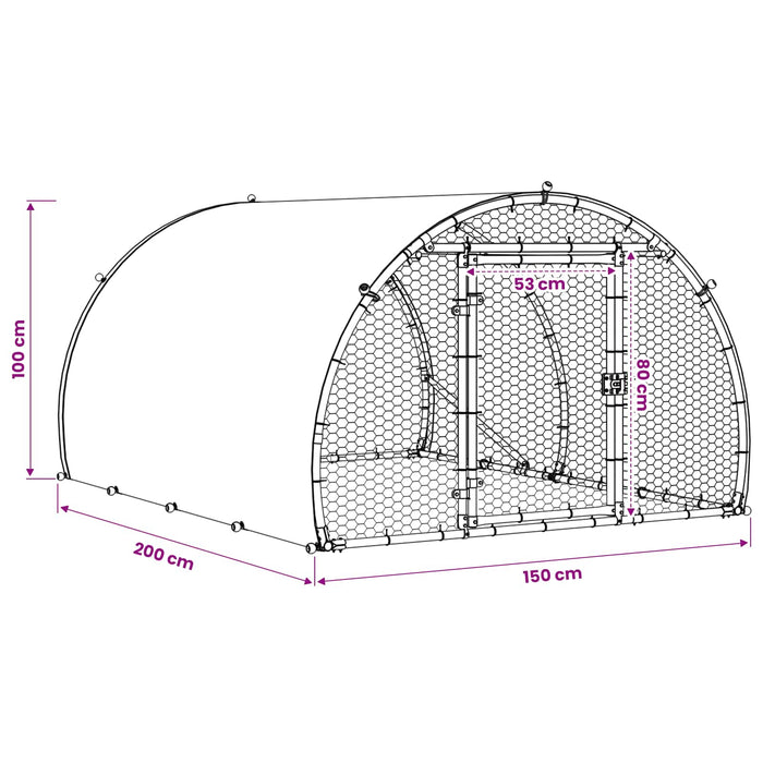 Căsuță pentru pui Argintiu 200 x 150 x 100 cm Oțel Galvanizat WALTI