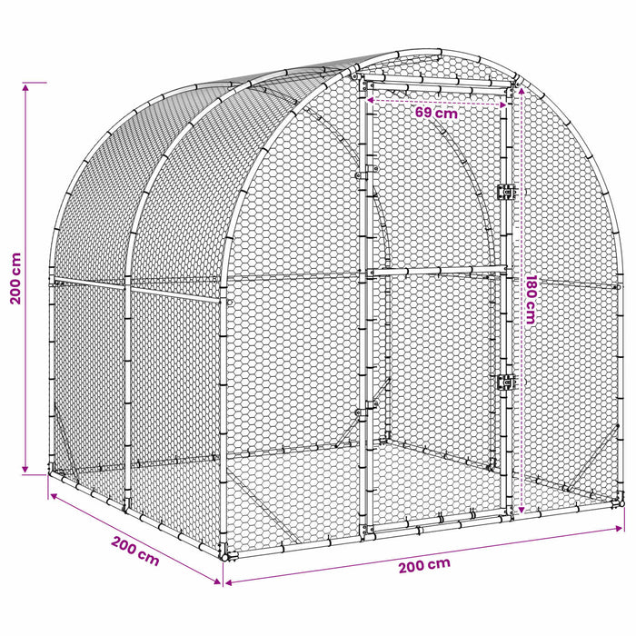 Căsuță pentru pui Argintiu 200 x 200 x 200 cm Oțel Galvanizat WALTI