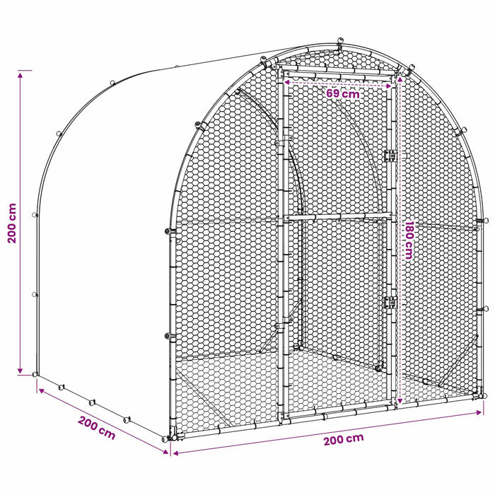 Căsuță pentru pui Argintiu 200 x 200 x 200 cm Oțel Galvanizat WALTI