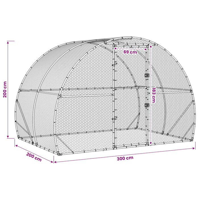 Căsuță pentru pui Argintiu 200 x 300 x 200 cm Oțel Galvanizat WALTI