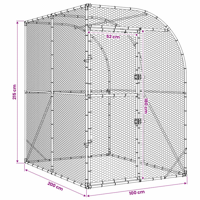 Căsuță pentru pui Argintiu 200 x 200 x 215 cm Oțel Galvanizat WALTI