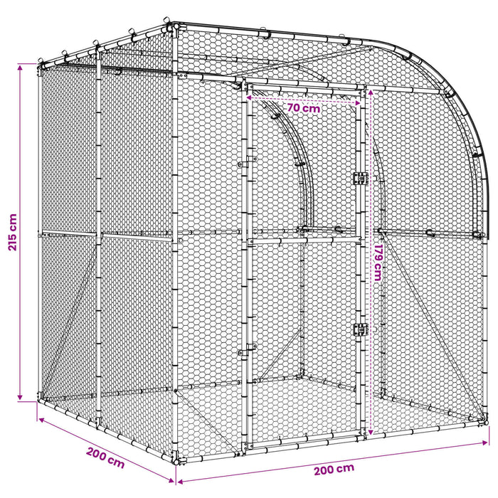 Căsuță pentru pui Argintiu 200 x 200 x 215 cm Oțel Galvanizat WALTI