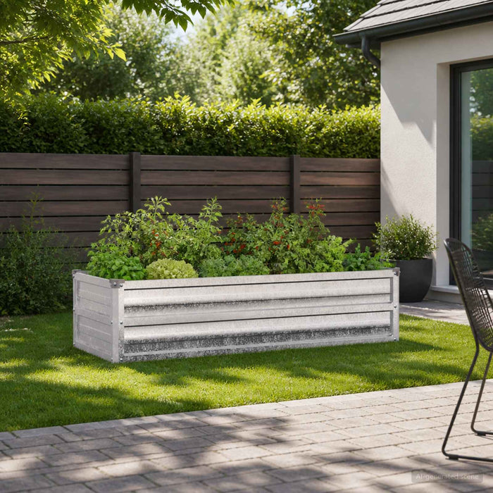Pat de grădină ridicat Argintiu 100 x 40 x 24 cm galvanizat WALTI