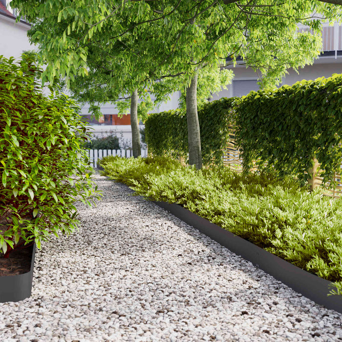 Margine pentru gazon 30 pcs 15 x 103 cm Oțel Negru - WALTI WALTI