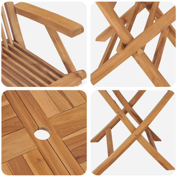 Set de grădină bistro pliabil cu 3 piese natural WALTI