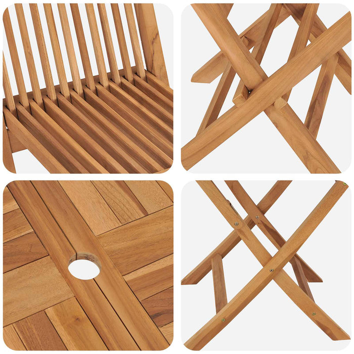 Set de grădină bistro pliabil cu 3 piese natural WALTI