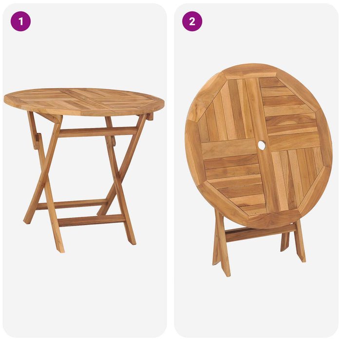 Set de grădină bistro pliabil cu 3 piese natural WALTI