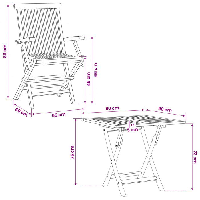Set de grădină bistro pliabil cu 3 piese 3 buc. natural WALTI