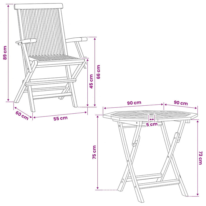 Set de grădină bistro pliabil cu 3 piese 3 buc. natural WALTI