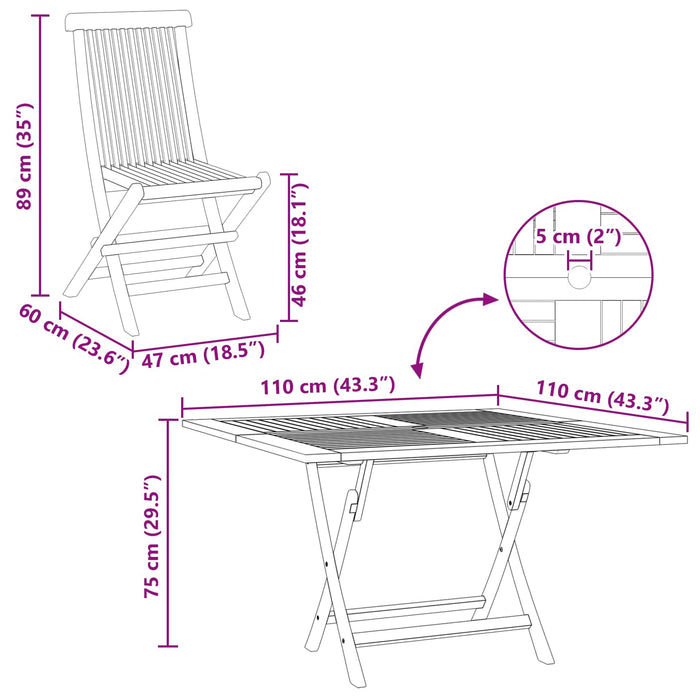 Set Bistro de Grădină 3 pcs Maro Lemn Teak Solid - WALTI WALTI