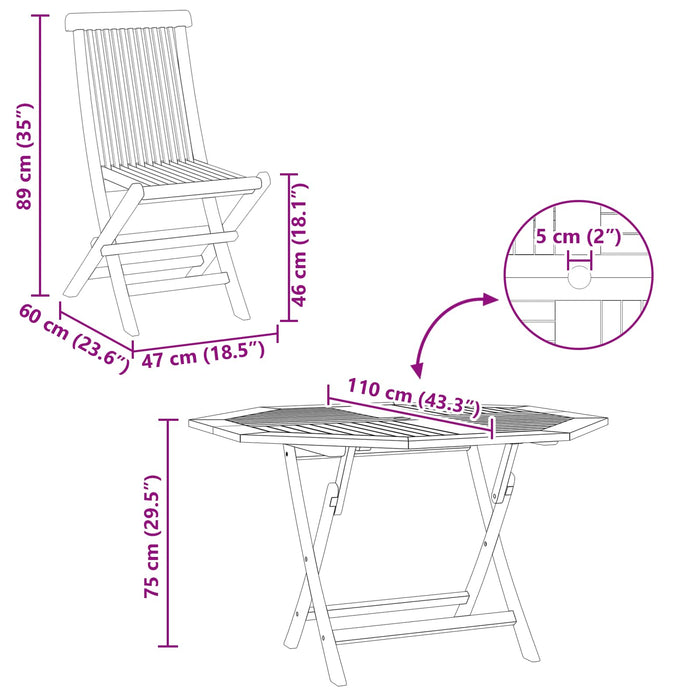 Set Bistro de Grădină 3 pcs Maro Lemn Teak Solid - WALTI WALTI