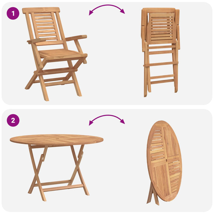 Set de grădină 5 buc. Maro Lemn solid de tec WALTI