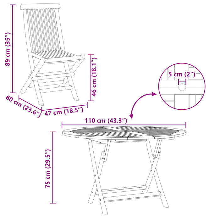 Set Bistro de Grădină 3 pcs natural Lemn solid de tec - WALTI WALTI
