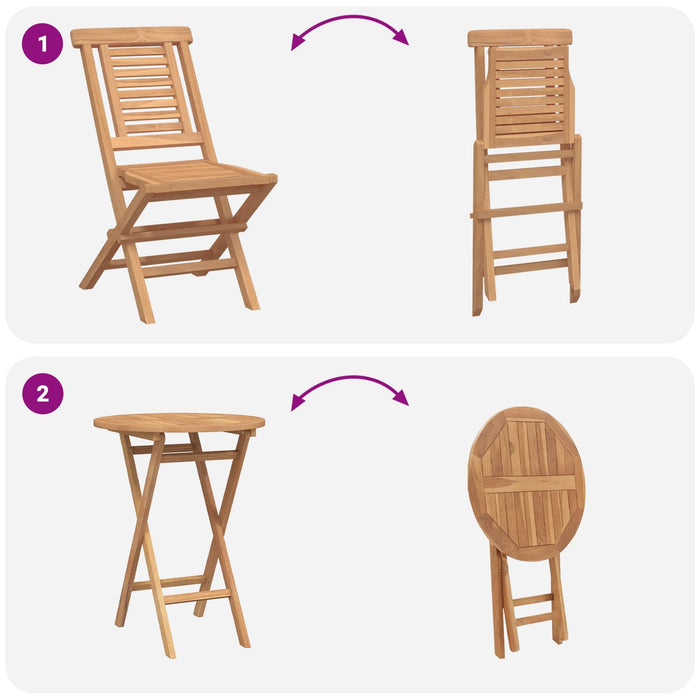 Set de grădină 3 buc. Maro Lemn Teak Solid WALTI