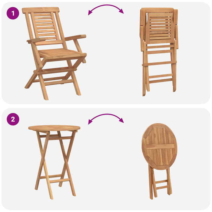 Set de grădină 3 buc. Maro Lemn Teak Solid WALTI